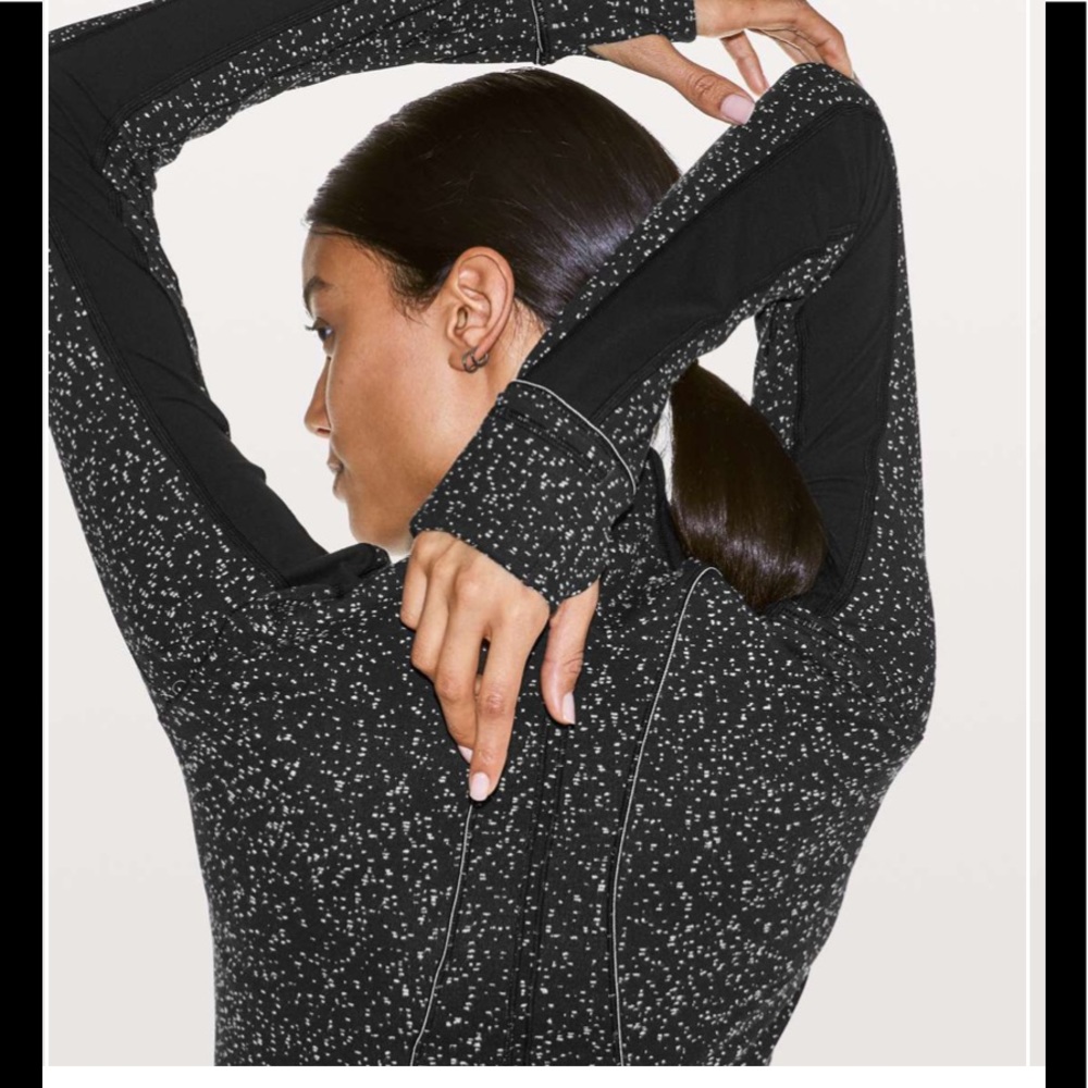 LULULEMON RUN BRISKLY 1/2 ZIP-JACQUARD BLACK/WHITE - Picture 4 of 14